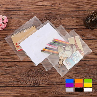 Clear File Folder Packet w/Button Document Pouch