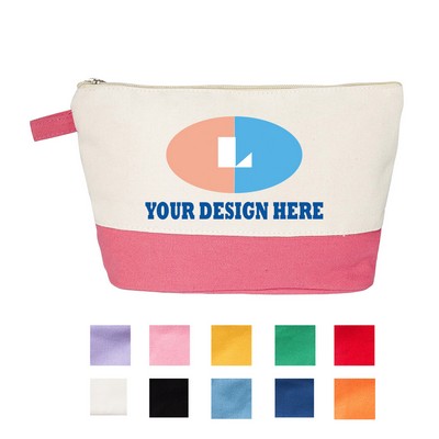 Two-Tone Canvas Cosmetic Make Up Pouch