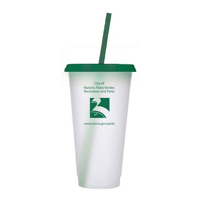 Reusable Plastic Tumbler with colored lid & Straw