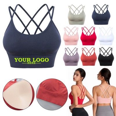 Strappy Criss Cross Back Sports Bra