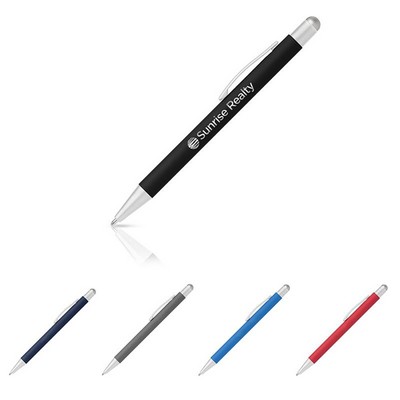 Bold Softy Satin with Stylus - Laser Engraved Metal Pen