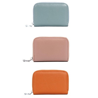 RFID Blocking Women Wallet Small Credit Card Purse With Zipper