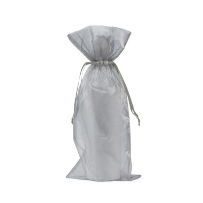 Silver Organza Wine Bag