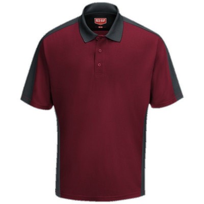 Red Kap™ Men's Performance Knit® Two-Tone Polo - Burgundy Red/Charcoal Gray