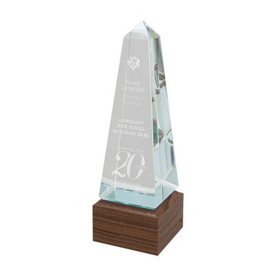 9 3/4" Obelisk Sierra Glass Award with Walnut Base