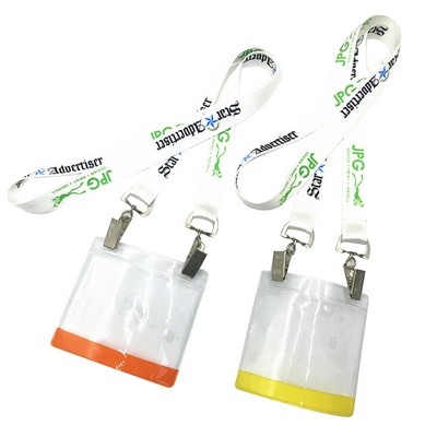 1/2" Double ended Full Color Lanyards with Plastic badge holder