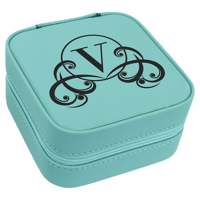 4" X 4" Teal Leatherette Travel Jewelry Box