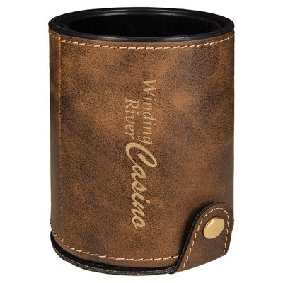 Rustic/Gold Leatherette Dice Cup with 5 Dice