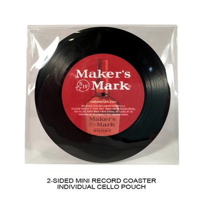 2-Sided Mini Record Coasters - Set of 1 - Clear Cello Pouch (No Imprint)