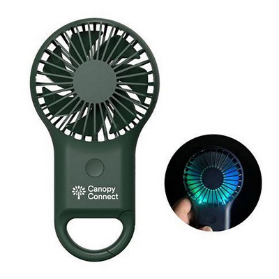 Rechargeable handheld fan with Carabiner USB Mini Fan with Colorful Light