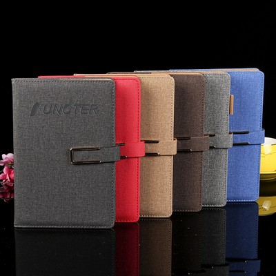 Cloth Grain PU Leather/A5 Notepad W/A Pen Hold & Card Holder