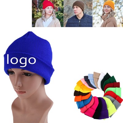 Classic Men'S Warm Winter Hats Acrylic Knit Cuff Beanie Cap