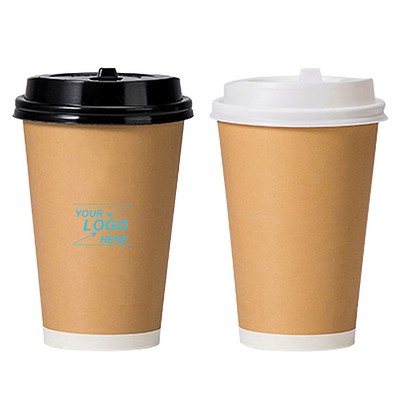 16 Oz Double Wall Disposable Coffee Cups with Lids