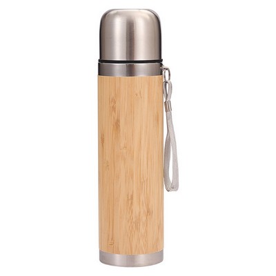 15 Oz. Bamboo Shell 304 Stainless Steel Bottle with Cup