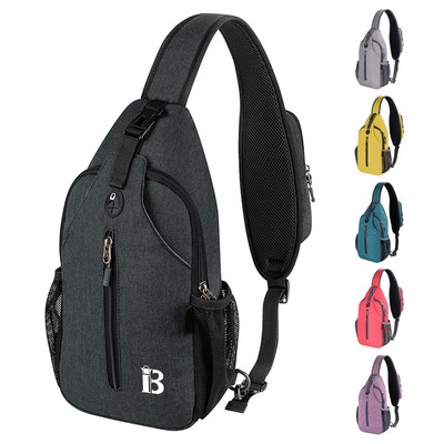 Oxford Chest Sling Bag With Earphone Port