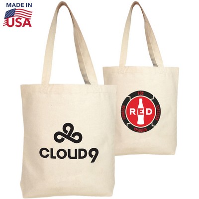 100% USA Made 10 Oz. Cotton Canvas Heavyweight Tote Bag w/Gusset (13"x 12.5"x 3")