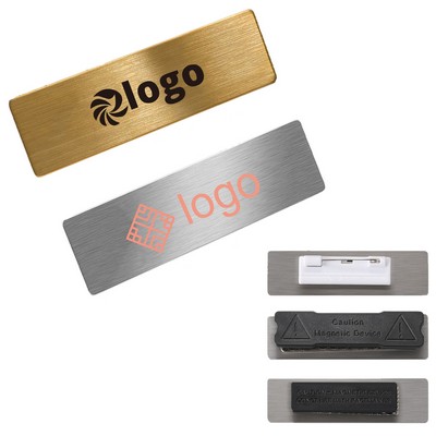 Stainless Steel Name Tag with Pin or Magnetic Back