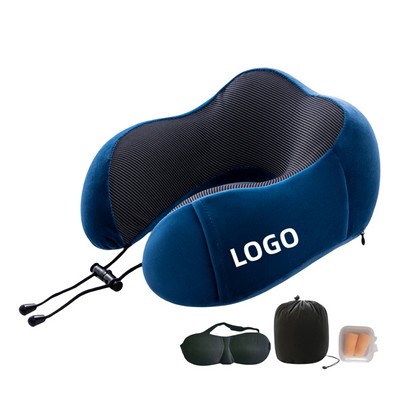 Memory Foam Neck Pillow With Eye Masks and Earplugs