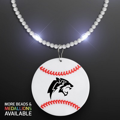 Still-Light White Beads with Baseball Medallion - Domestic Print