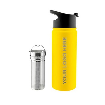 GROSCHE CHICAGO STEEL Tea Infuser Flask Travel Convenience Water Bottle | 16 FL OZ/ 473 ML