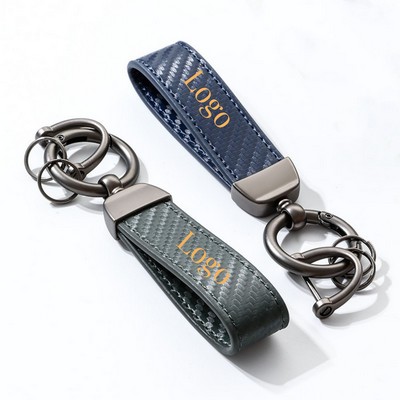 Carbon Fiber Style Key Chain With D-Ring