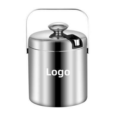 Stainless Steel Ice Bucket with Lid and Built-in Tong ( 3 L )