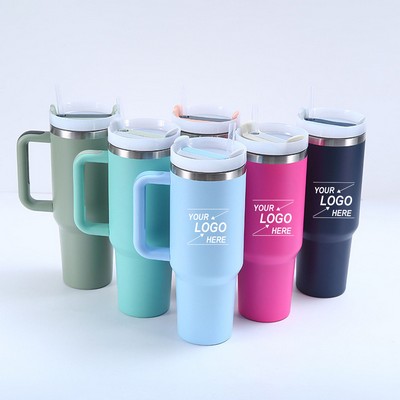 40oz Stainless Steel Travel Mugs with Secure Snap Lids