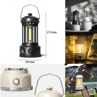 Rechargeable LED Light Retro Camping Lantern RPortable Waterproof Outdoor Tent Bulb Warm Camp Light