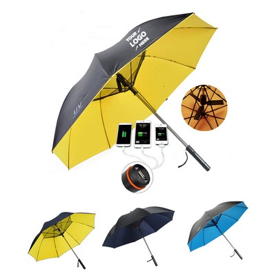 3 In 1 Umbrella With Fan And Power Bank