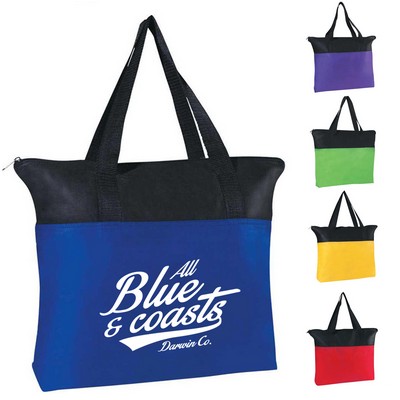 Two-Tone Non-Woven Zippered Tote Bag