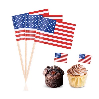 100Pcs American Toothpick Flag