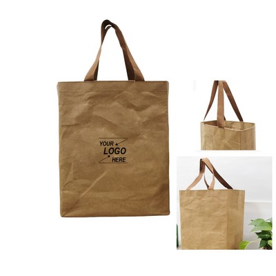 Reusable Washable Kraft Paper Tote Bag