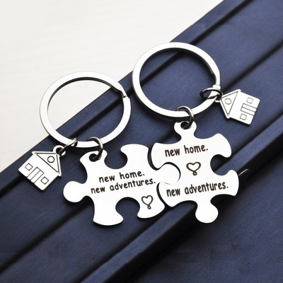 Puzzle Shaped New Home Sweet Keyring