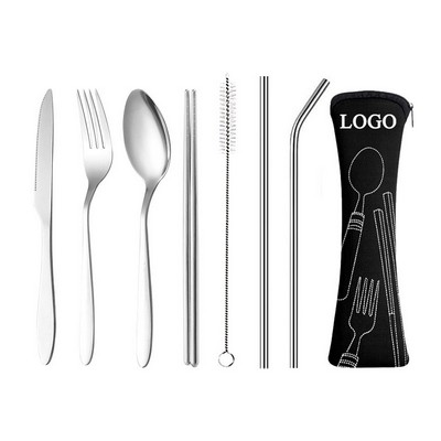 Stainless Steel Cutlery Set w/Neoprene Bag (7 Piece Set)