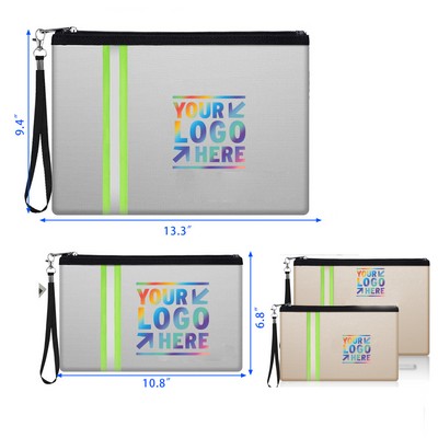 13.3" x 9.4" Fireproof Document Bag with Reflective Strip and 10.8"x 6.8" Fireproof Money Bag