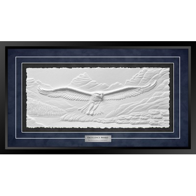 Valley of the Eagle (Black/Blue) - Cast Paper Sculptured Art - Shadowbox Award 17.5"x30"