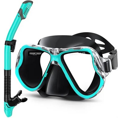 HD Dive Mask with Swim Dry Snorkel Set for Easy Breathing