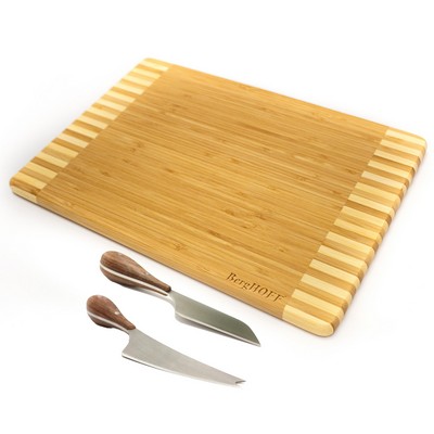 BergHoff Bamboo 3Pc Rectangular Two-Toned Board Set/Aaron Probyn Cheese Knives