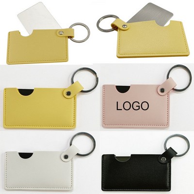 Stainless Steel Ultra Thin Cosmetic Mirror With Keyring