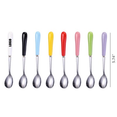 5.74 Inch Ceramic Handle Steel Spoon