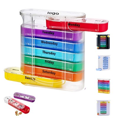 Portable Stackable Weekly Pill Organizer Clear Plastic Case