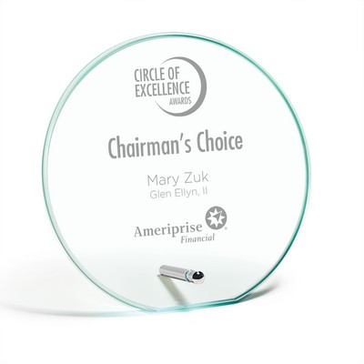 Jade Glass Circle Award with Peg Stand