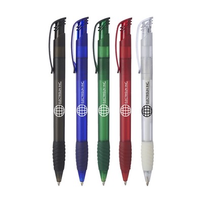 Union Printed - Translucent Ballpoint Grip Pens with 1-Color Logo