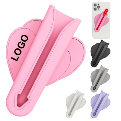 Heart-Shaped Silicone Lipstick Clip Phone Holder Sticker