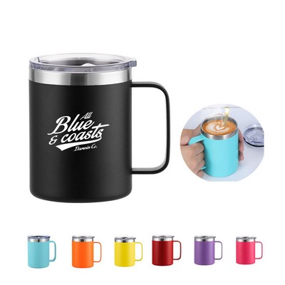 12 oz Stainless Steel Vacuum Insulated  Mug with Silicone-sealed Lid and Handle