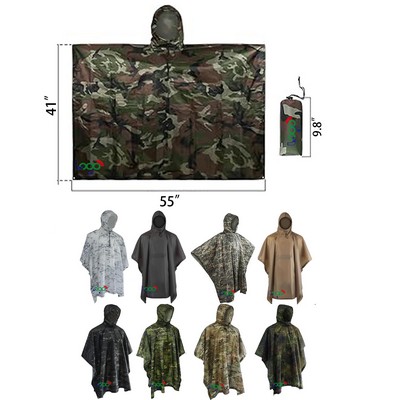 Camo Rain Poncho Multi Use Waterproof Rain Coat