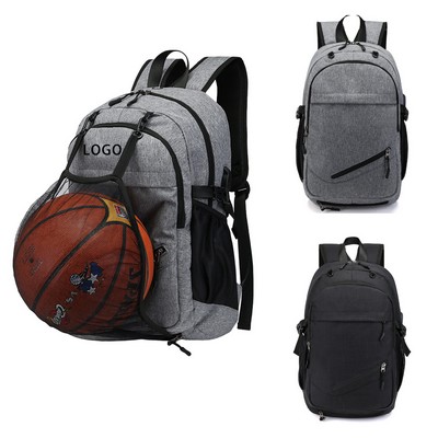 Polyester Backpack W/ Mesh Basketball Pouch