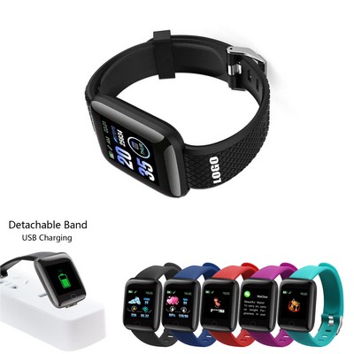 Fitness Tracker Smart Watch with Detachable USB Charger Ergonomic Touch Screen