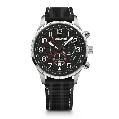 Victorinox Swiss Army Corporate Gifts Attitude Large Black Dial Chronograph Silicone Strap Watch