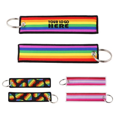 Rainbow Embroidery Luggage Keychain Tag